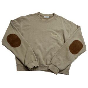 Cherry LA Elbow Patch Crewneck in Tan
